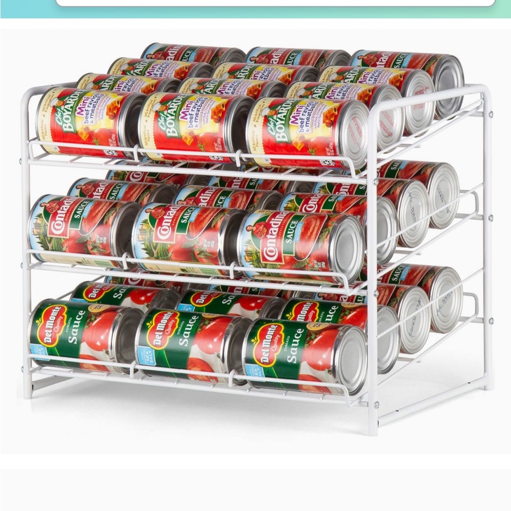 Stackable 3-Tier Can Rack Organizer/Color White/Material Metal - Picture 8 of 8